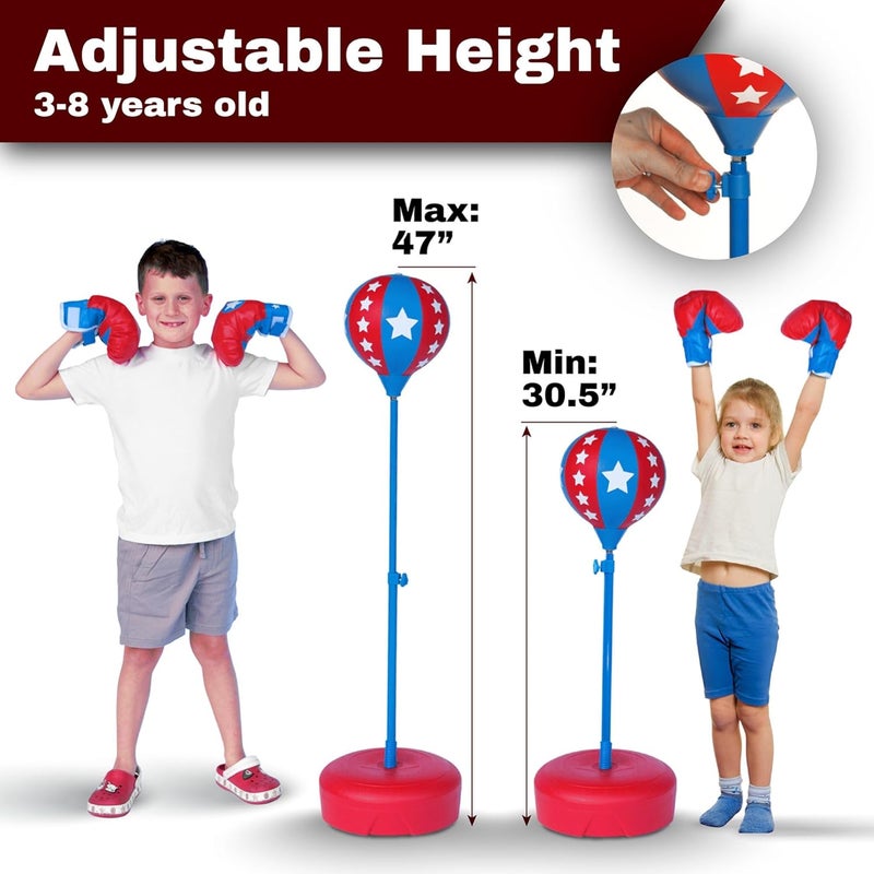 Klevly Punching Bag for Kids Ages 3-8 Yrs | Kids Punching Bag with Boxing Gloves | Height Adjustable | Ideal Christmas and Birthday Gift | Boys Toys Age 3 4 5 6 7 8 - Image 3